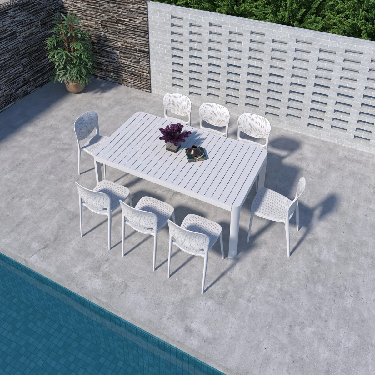 Amazonia Milky Extendable Outdoor Patio Aluminum And Resin Dining Set | Wayfair North America