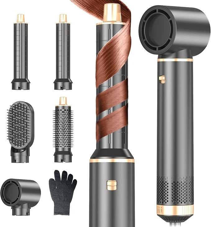 5 in 1 Hair Dryer Brush Hot Air Curling Brush Negative Ion Air Styler for Home & Travel | Walmart (US)