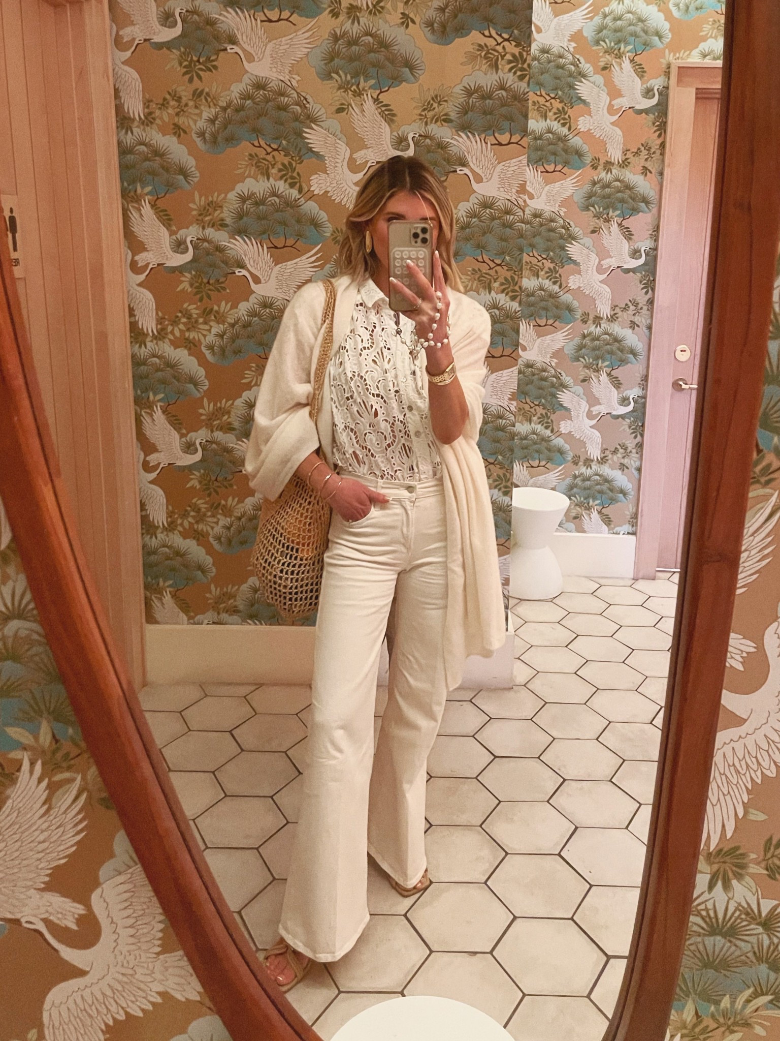 Spring outfit. Mother jeans for spring 