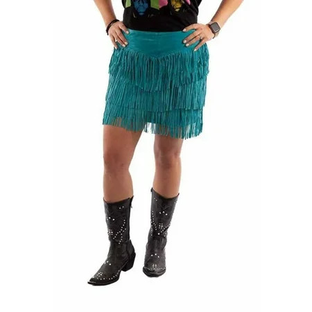 Scully Women s Fringe Tiered Suede Mini Skirt - L704-TRQ Medium | Walmart (US)