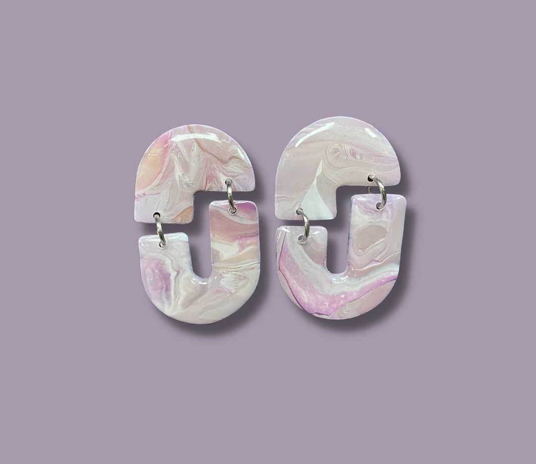 Lavender Haze purple lightweight dangle drop earrings made with Polymer Clay - boho art deco | Etsy (US)