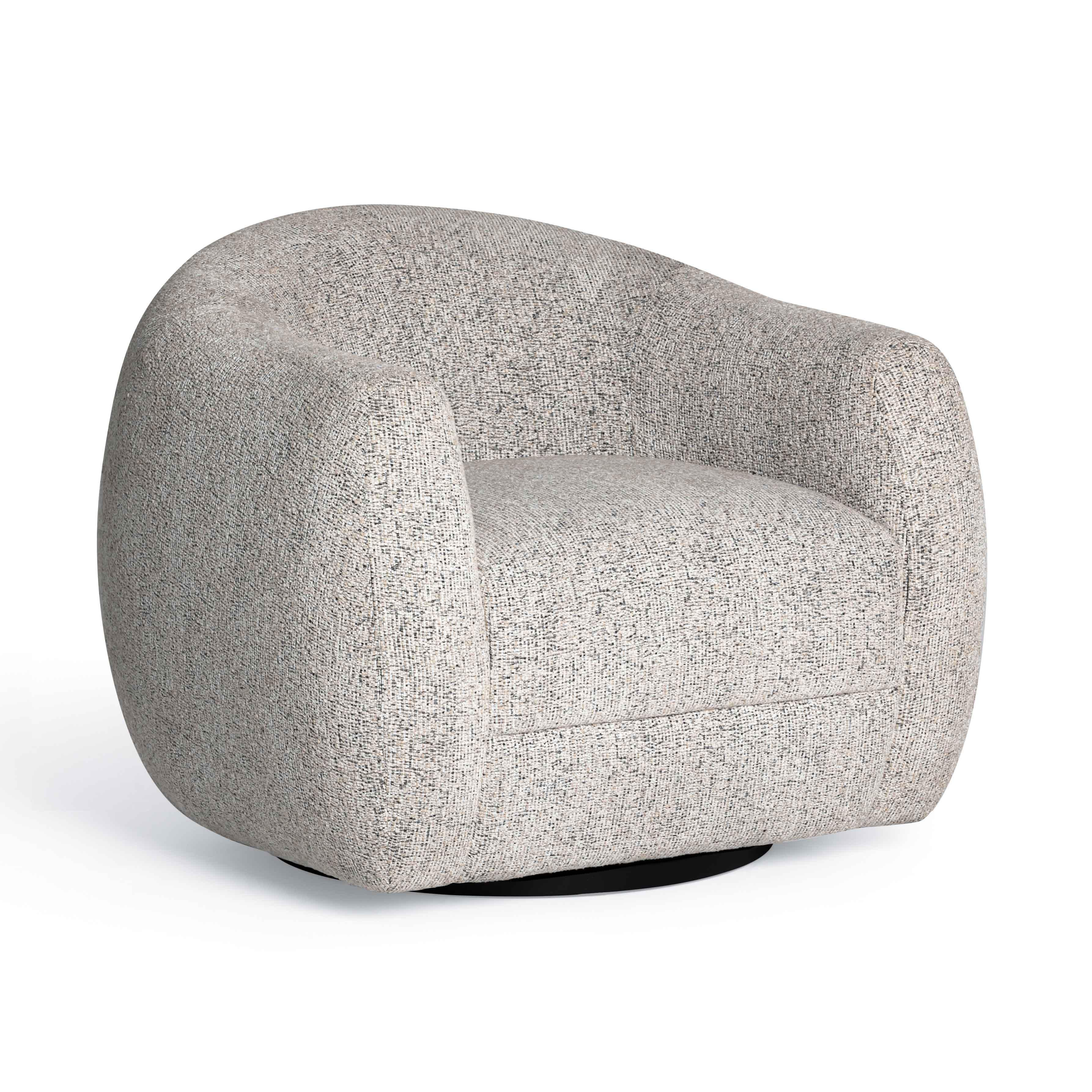 Judy Black and White Woven Performance Fabric Swivel Accent Chair | TOV Furniture