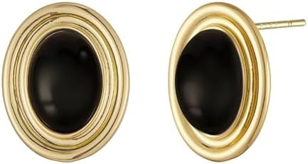 Chunky Gold Color Earrings Fashion Geometric 18K Gold Turquoise Lapis Lazuli Green Red Oval Earri... | Amazon (US)