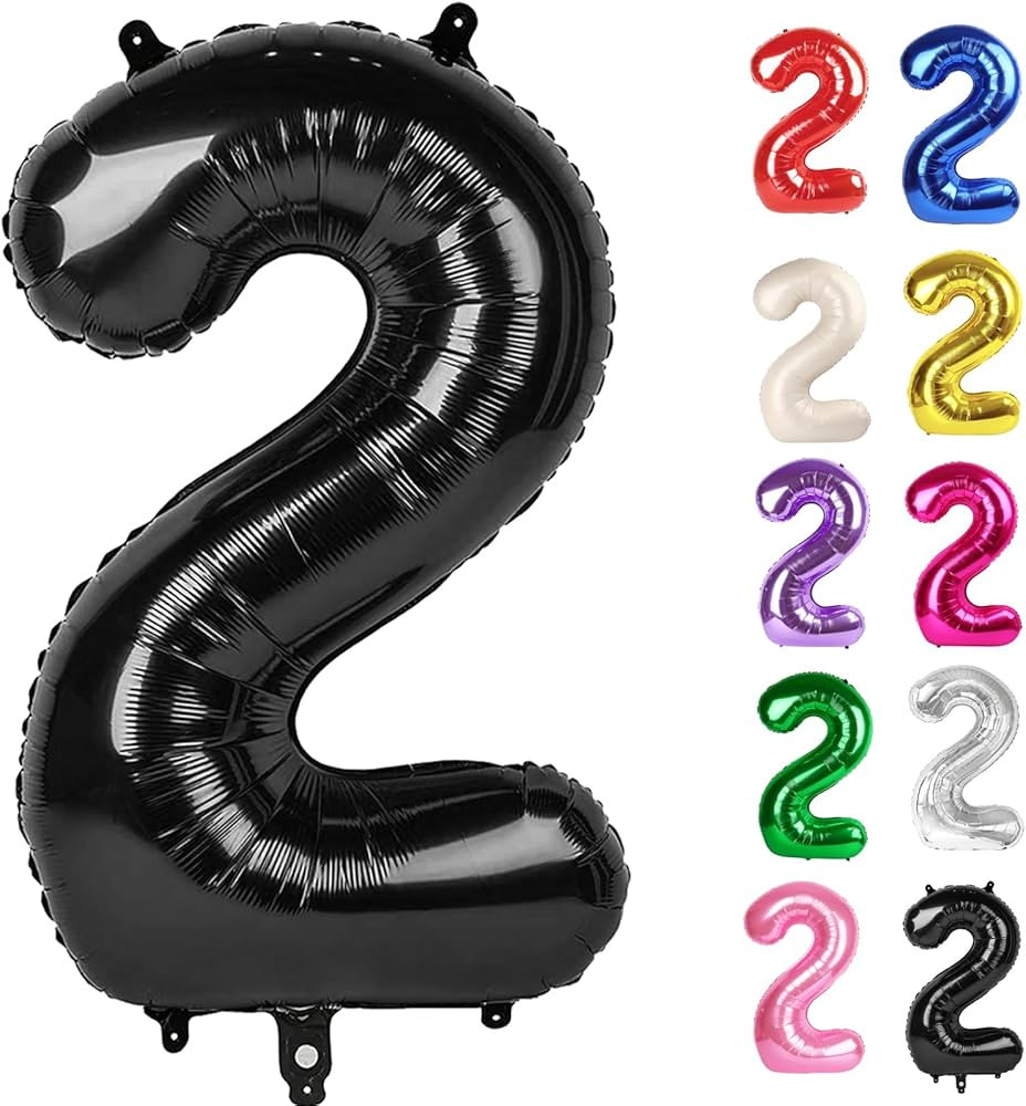 Black Number 2 Balloon 40 Inch, 2 Balloon Number, 2nd Birthday Decorations for Baby Girls Boys To... | Amazon (US)