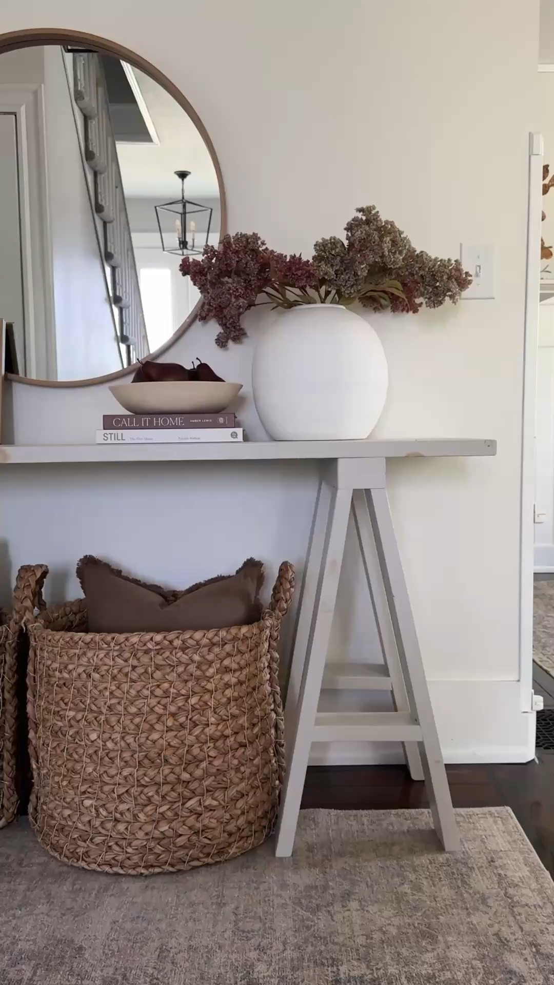 Fall console table styling. Moody fall decor.

#LTKSeasonal #LTKHome