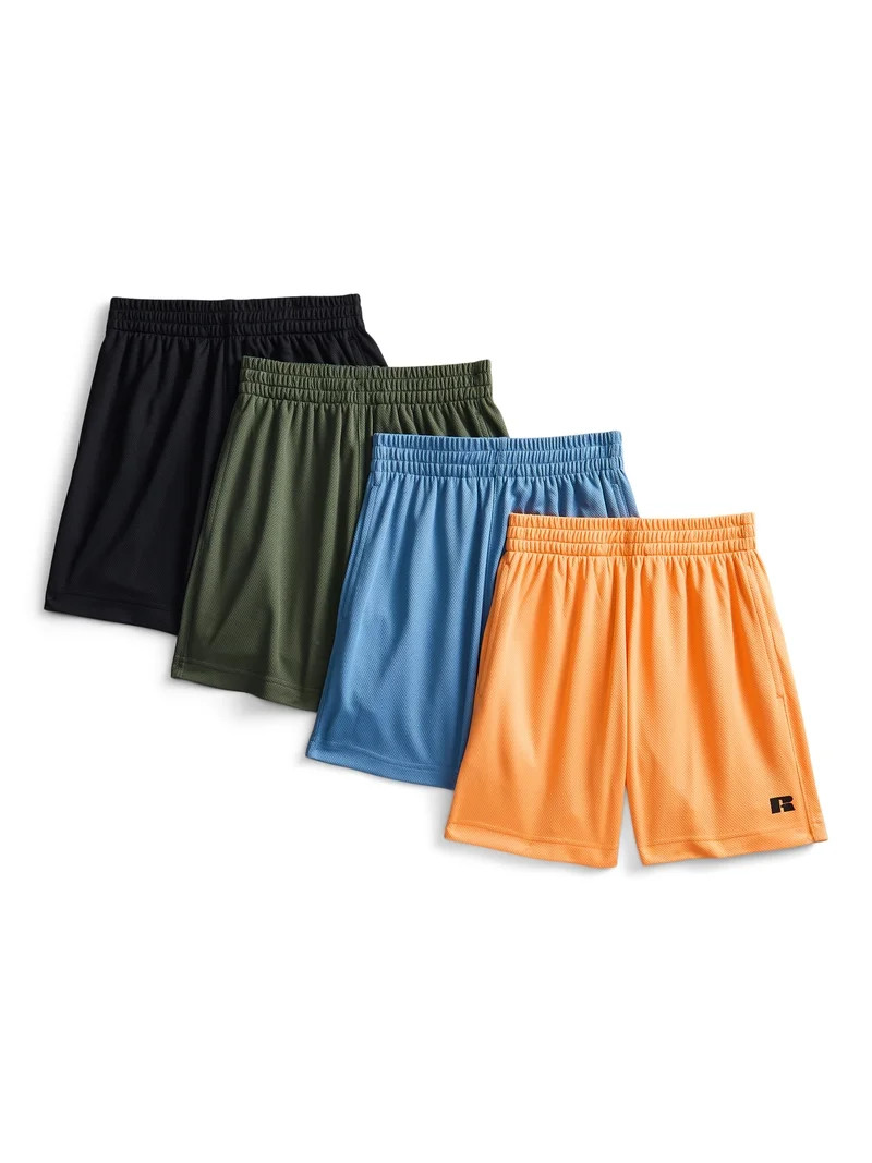 Russell Athletic Boy's Performance Mesh Shorts, 4-Pack, Sizes 4-18 & Husky | Walmart (US)