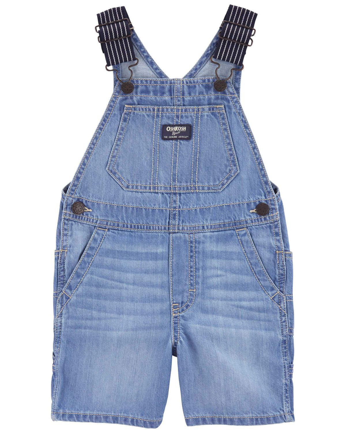 Blue Toddler Denim Shortalls: Hickory Stripe Strap Remix | oshkosh.com | OshKosh B'gosh