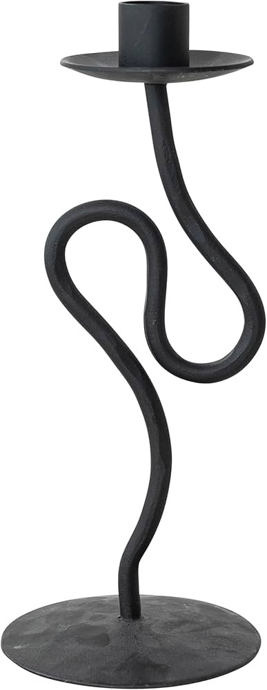 Creative Co-Op Tall Metal Abstract Shaped Taper Candle Holder, Black | Amazon (US)