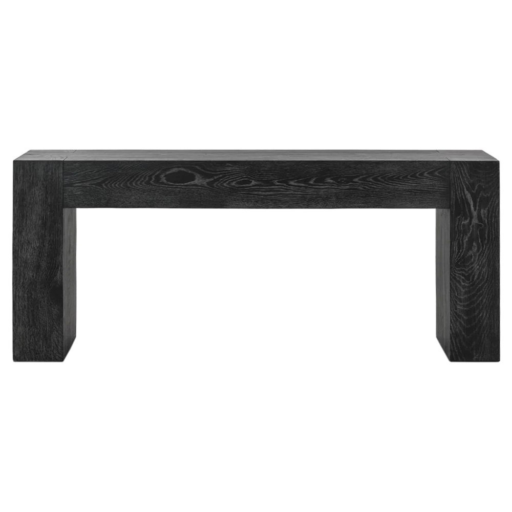 Brissy Rustic Lodge Black Reclaimed Oak Rectangular Console Table | Kathy Kuo Home
