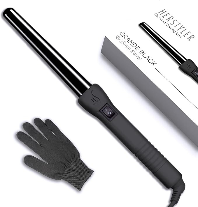 Herstyler Grande Ceramic Curling Wand - 1 inch Dual Voltage for Long and Short Hair - Negative Io... | Amazon (US)
