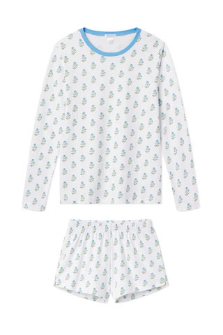 Pima Long-Short Weekend Set in Blue Flora | Lake Pajamas