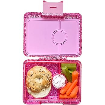 Yumbox Snack Box - 3 Compartment - Leakproof Bento Lunch Box for Kids (Glitter Pink) | Amazon (US)