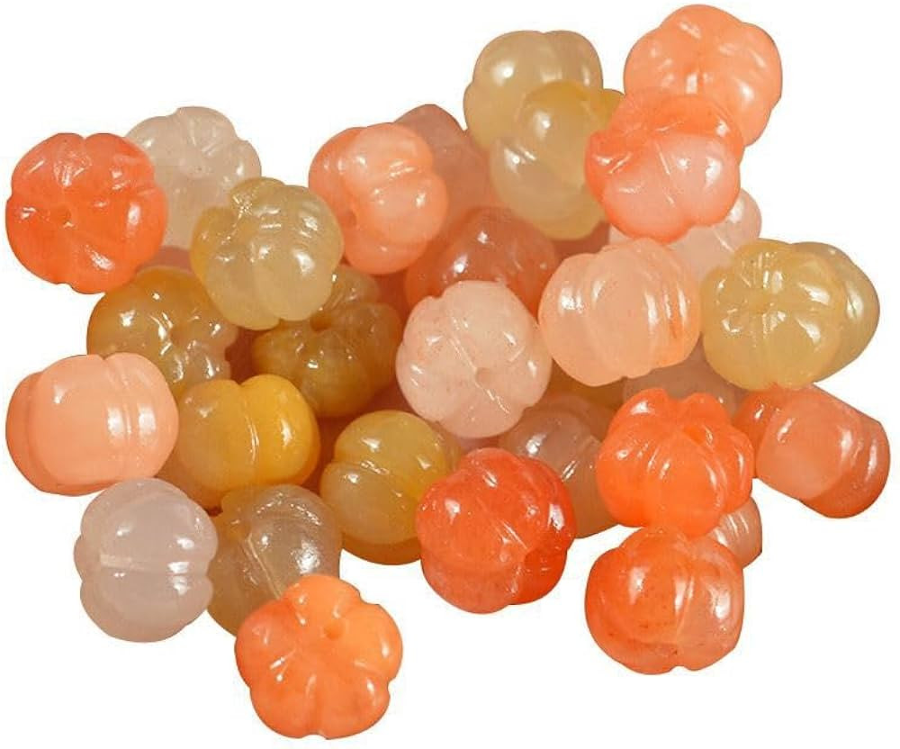 Ginooars 20pcs Jade Stone Pumpkin Design Loose Beads-0.3inch*0.5inch -Center Drilled | Amazon (US)