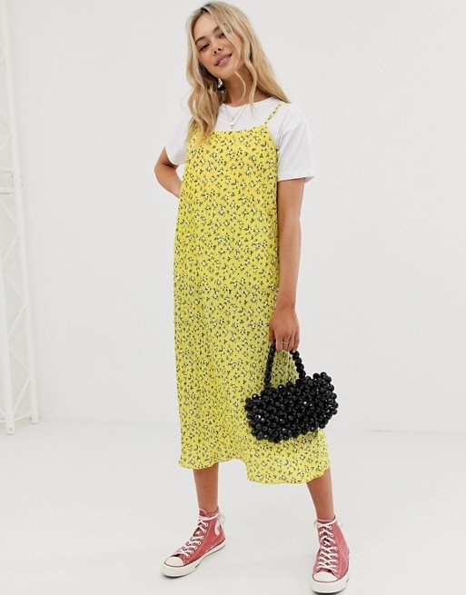 Nobody's Child plisse midi cami dress in ditsy floral | ASOS US