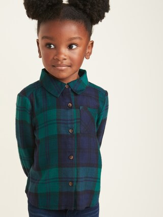 Plaid Flannel Pocket Shirt for Toddler Girls | Old Navy (US)