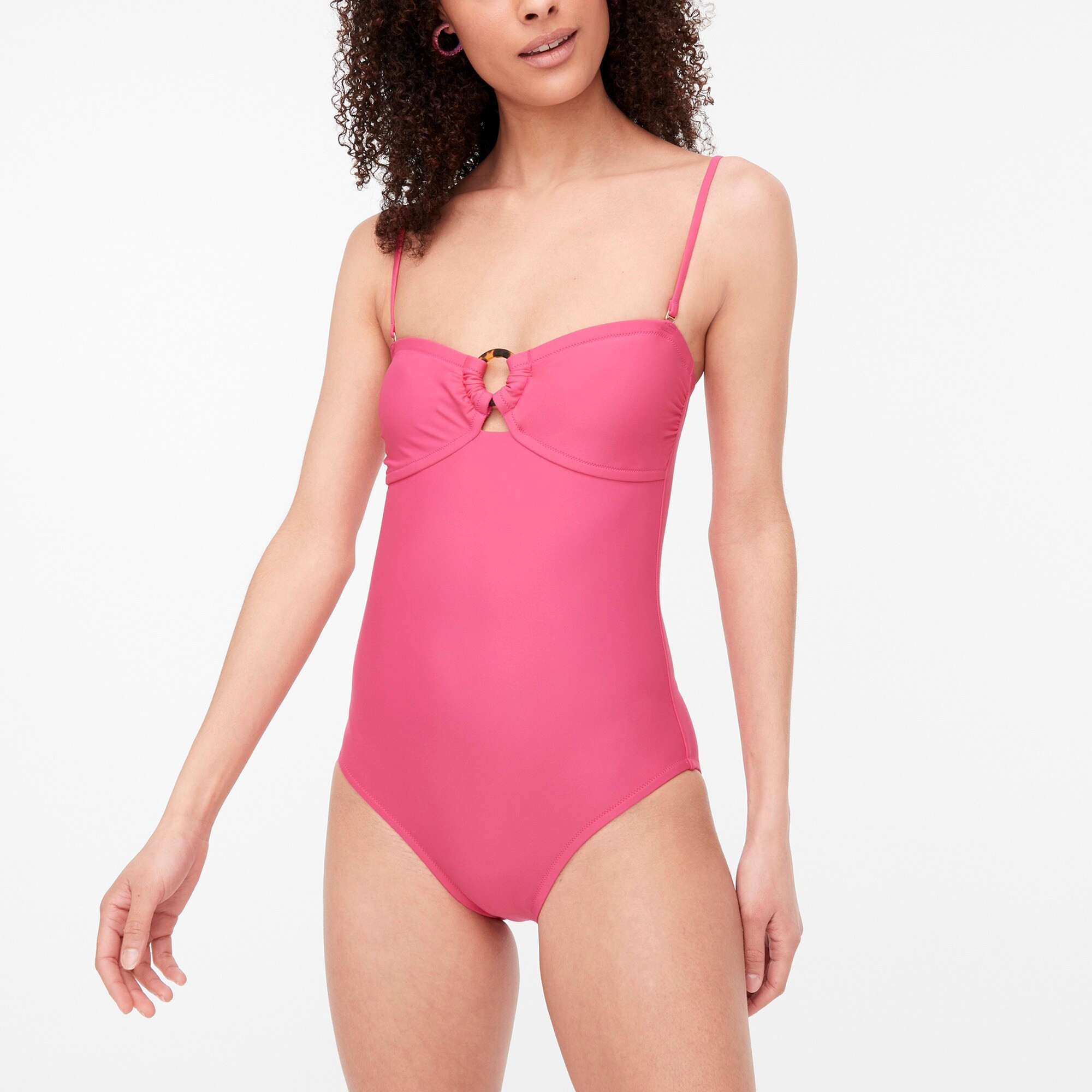 Tortoise-ring bandeau one-piece swimsuit | J.Crew Factory