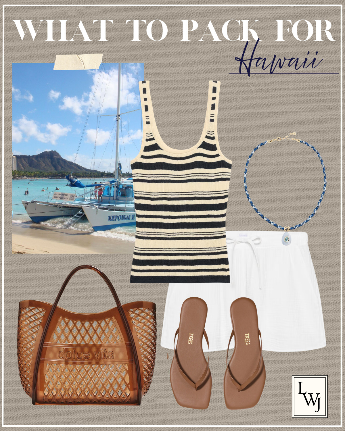 hawaii outfit inspo 

beach outfit / summer vacation / island vacation / oahu outfit / catamaran tour / striped tank / white pull on shorts / jelly dolce vita tote / tkees sandals / fun summer jewelry / aritzia/ banana republic / shopbop

#LTKootd #LTKSeasonal #LTKTravel