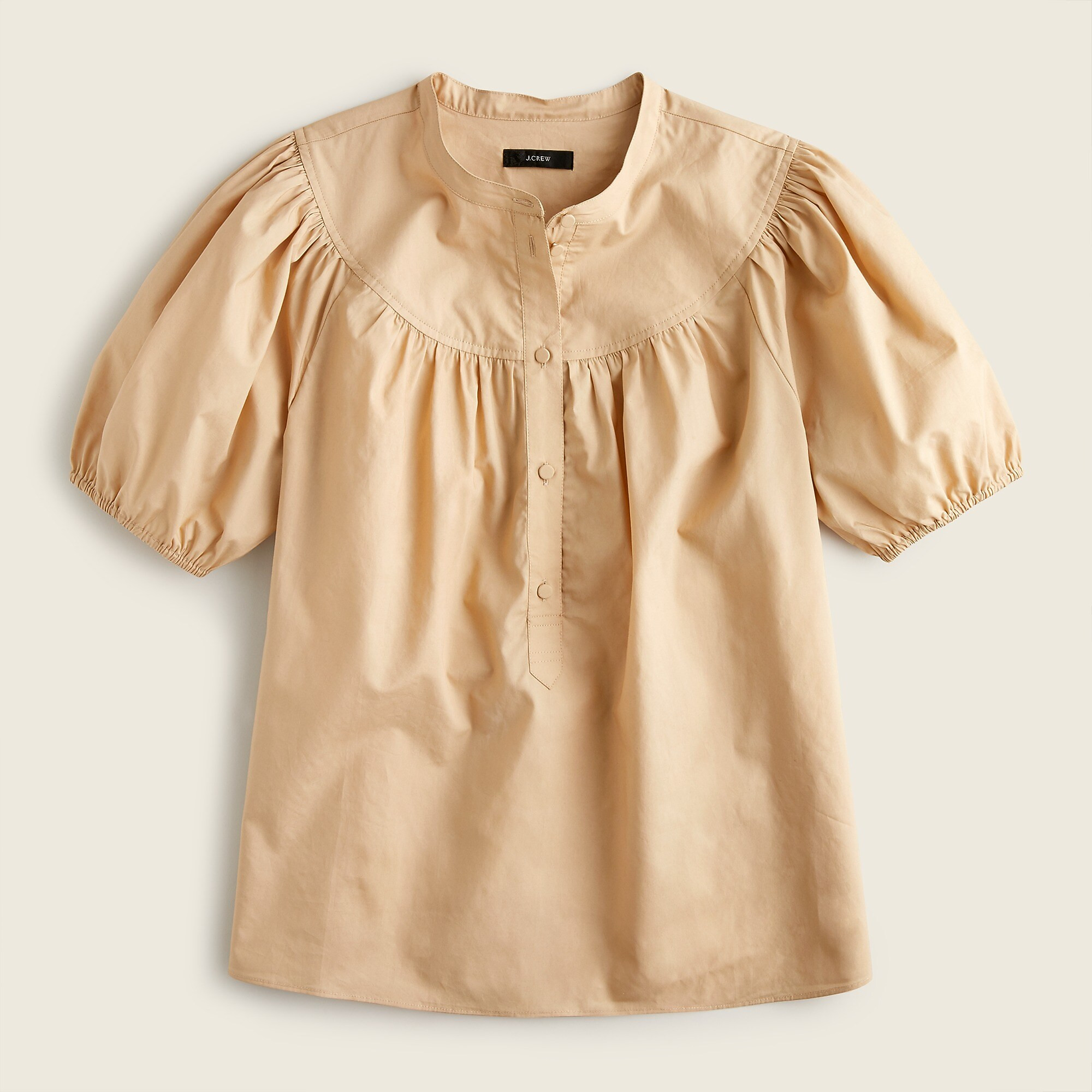 Puff-sleeve cotton poplin popover top | J. Crew US