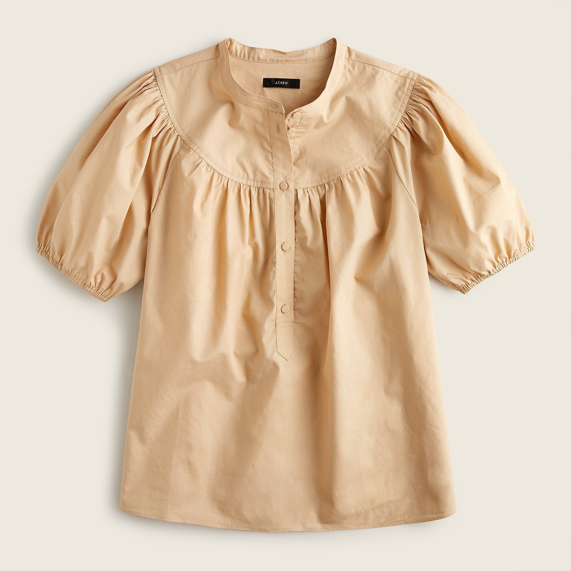 Puff-sleeve cotton poplin popover top | J.Crew US