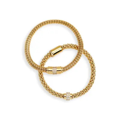 Nordstrom Set of 2 Mesh Stretch Bracelets in Clear- Gold at Nordstrom | Nordstrom