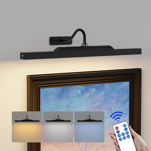 Craftersmark Dimmable Cordless Picture Light for Wall 16n, 5000mAh Rechargeable Battery Wall Sconce Art Light, CRI 95+ 350LM Wall Light for Gallery Artwork, Paintings, Photo, Portraits - Black | Amazon (US)