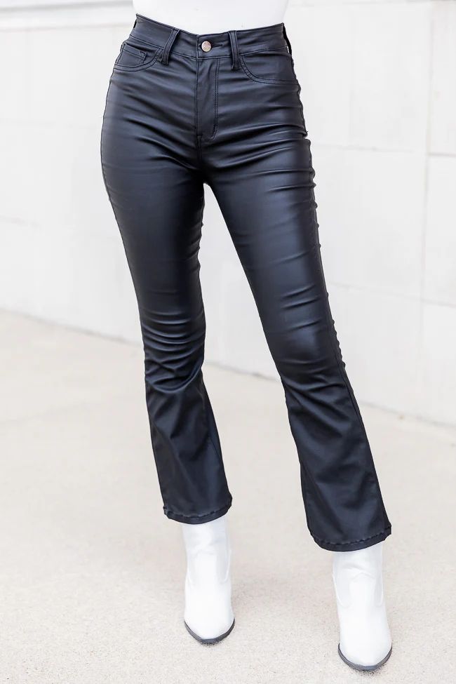 You Used To Call Black Faux Leather Cropped Bootcut Pants | Pink Lily