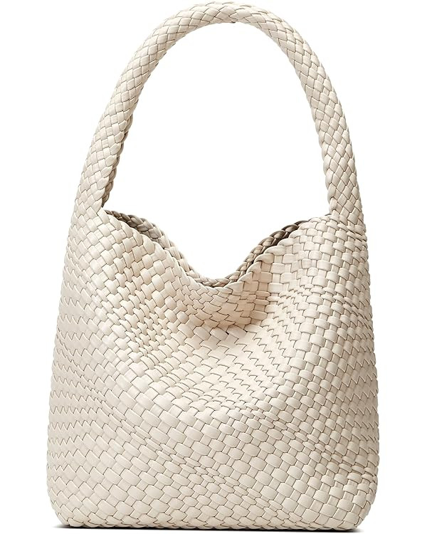 Woven Bags for Women Tote Purse: Vegan Leather Shoulder Handbags - Medium Beach Tote Bags - Handw... | Amazon (US)