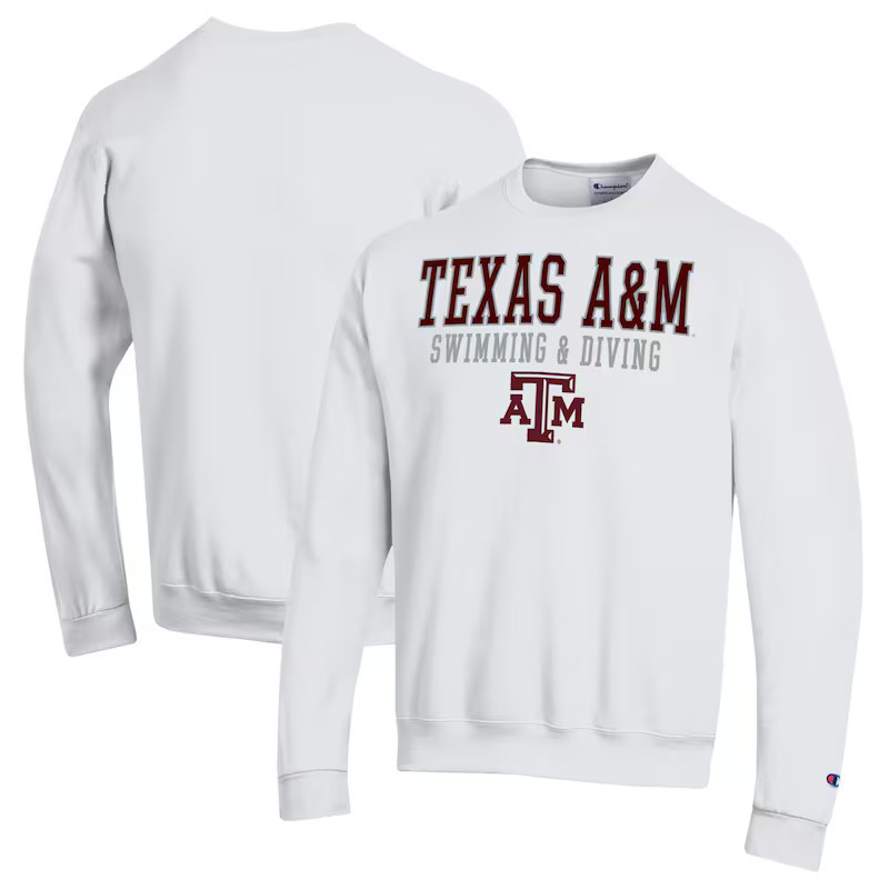 Men's Champion White Texas A&M Aggies Powerblend Crewneck Sweatshirt | Fanatics