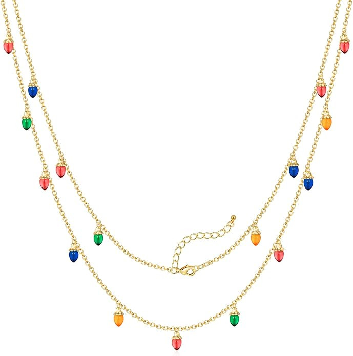 Christmas Necklaces for Women Colorful Light Bulb Necklace Christmas Tree Pendant Necklace Cute X... | Amazon (US)