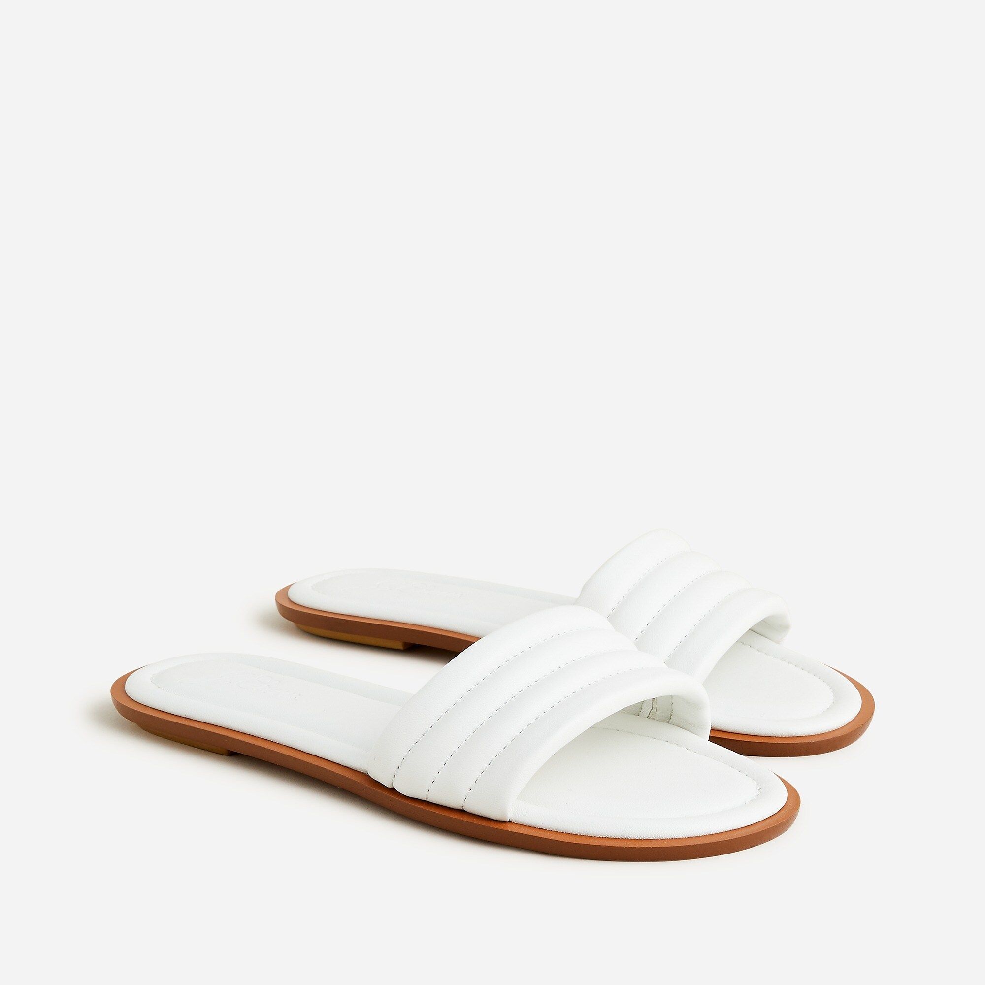 Sorrento padded slides in leather | J.Crew US