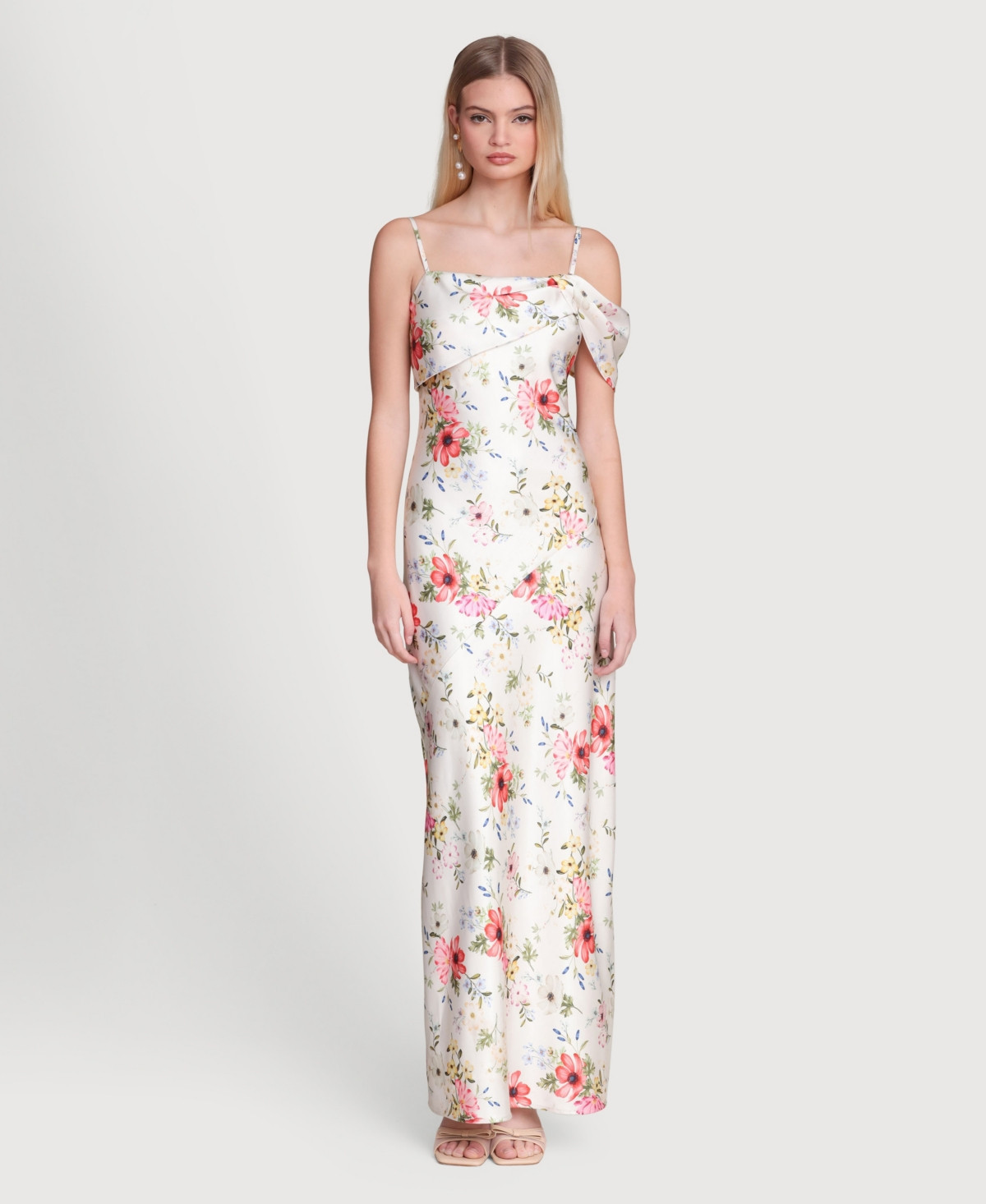 Avec Les Filles Women's Floral-Print Single-Sleeve Dress - Cream Flower Press | Macy's