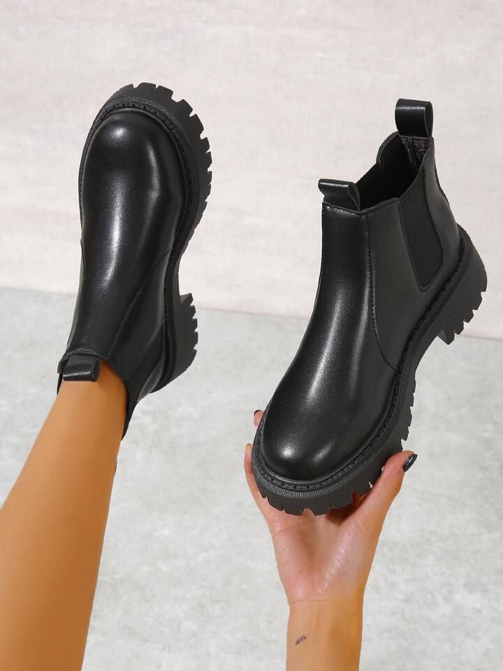 Women Minimalist Slip On Chelsea Boots, Preppy Outdoor Boots | SHEIN