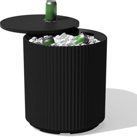 Veradek Umbrella Side Table - Outdoor Patio Table with Umbrella Hole for Porch/Patio | Durable Plastic-Stone Composite Material & Easy Assembly | Modern Coffee, Picnic or Poolside Table | Amazon (US)