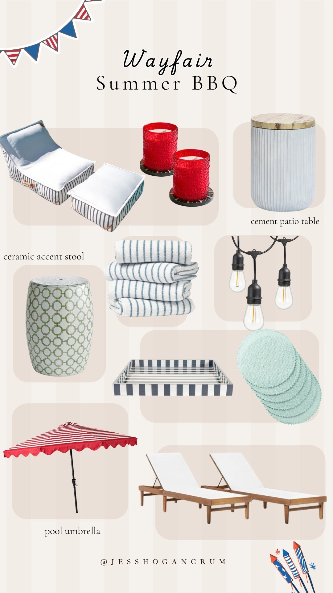 #ad bringing the party home this summer with a few of my favorite @wayfair finds!!  from dinner parties to chilling poolside, all these little details help make hosting feel fun! these pieces helped turn our backyard into everyone's favorite place to be.

everything you need for your summer BBQ linked  ♥️🇺🇸✨#WayfairPartner #Wayfair

#LTKSeasonal #LTKSwim #LTKHome