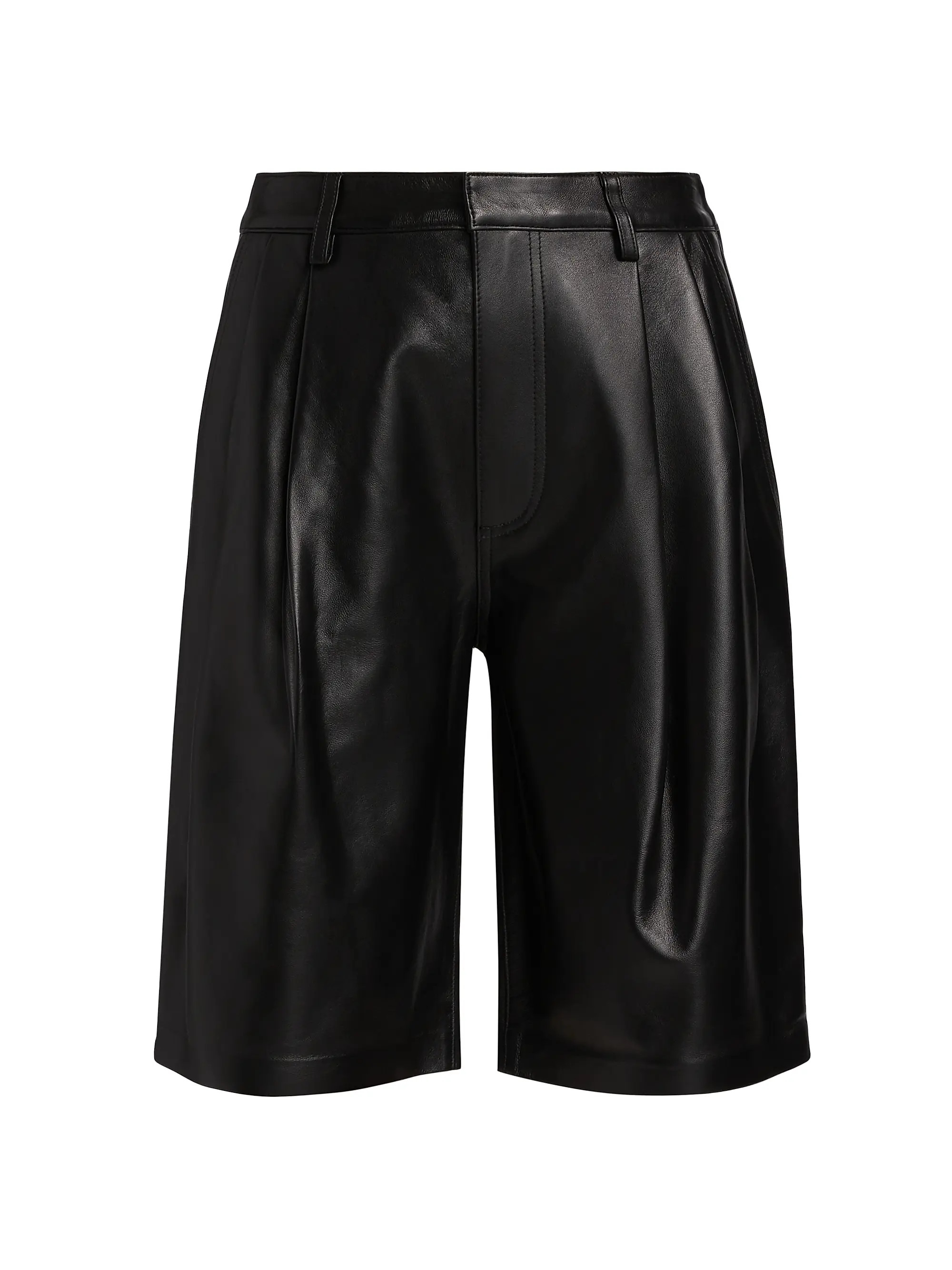Pleated Leather Bermuda Shorts | Saks Fifth Avenue