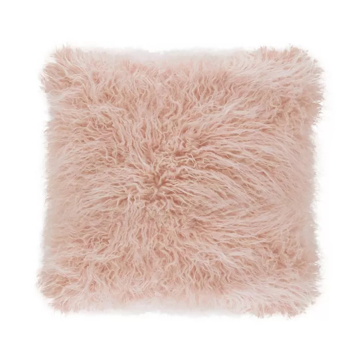 Poly Filled Faux Mongolian Fur Throw Pillow  - Saro Lifestyle | Target