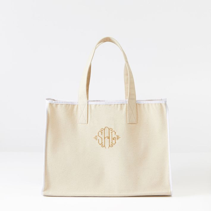 Personalized Color Trim Canvas Tote | Mark and Graham