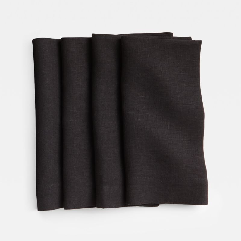 Marin Ink Black EUROPEAN FLAX -Certified Linen Napkin, Set of 4 + Reviews | Crate & Barrel | Crate & Barrel