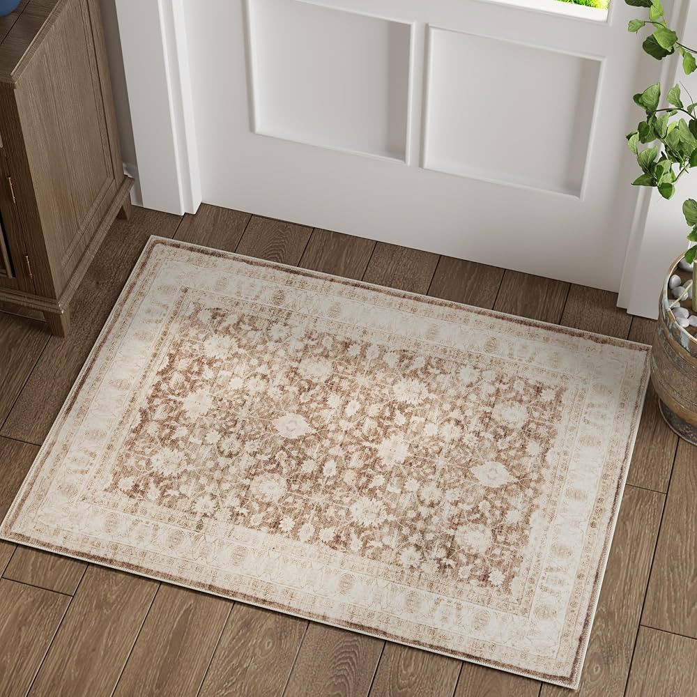 jinchan Area Rug 2x3 Entryway Washable Indoor Doormat Floral Oriental Accent Small Mat Non Slip K... | Amazon (US)