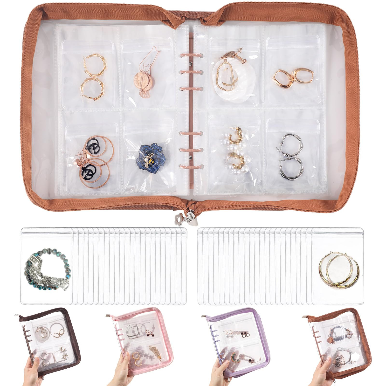 Jewelry Storage Book Clear Earring Organizer Book Travel Jewelry Organizer Book for Earrings Neck... | Amazon (US)