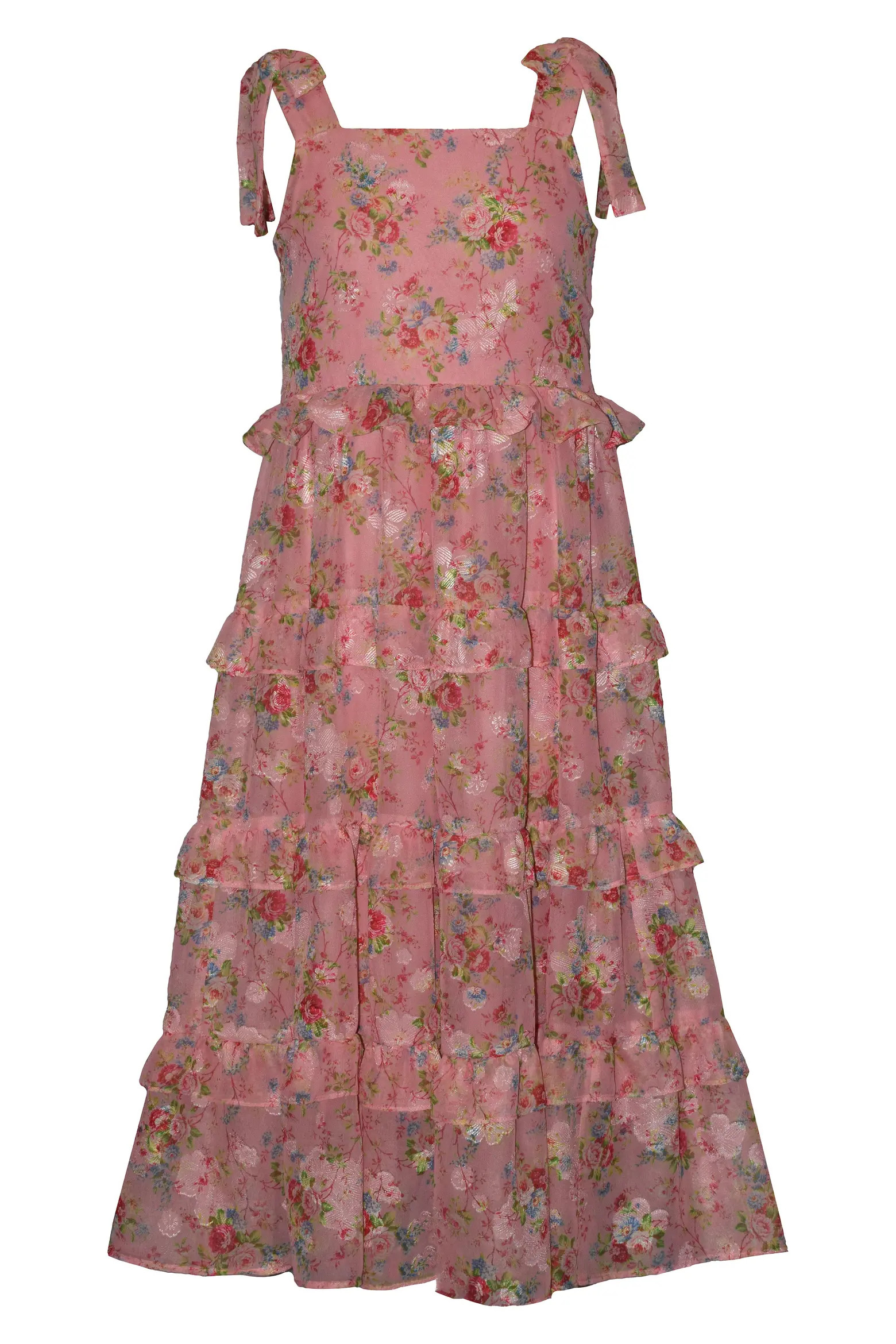 Kids' Metallic Floral Tiered Party Dress (Women) | Nordstrom | Nordstrom