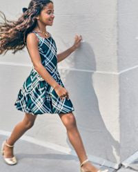 Girls Matching Family Plaid Bow Satin Bubble Dress - green | The Children's Place