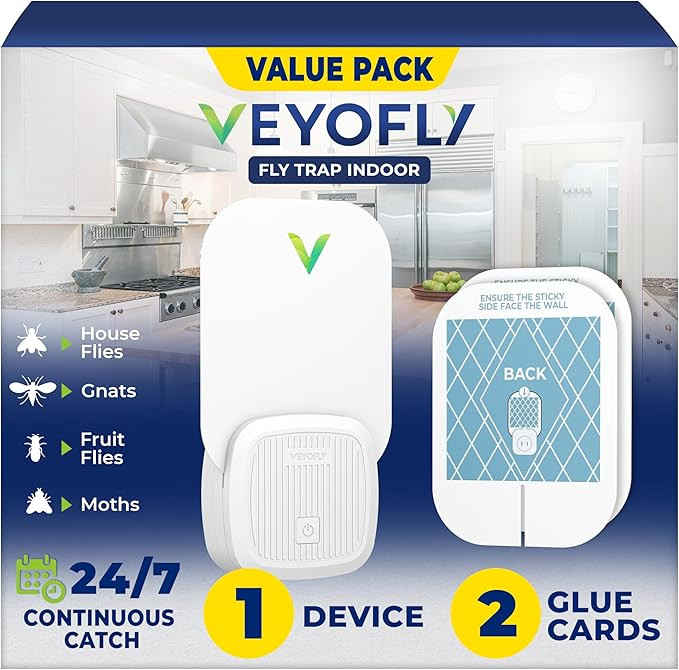 VEYOFLY Fruit Fly Traps for Indoors (1 Device + 2 Refills), Gnat Trap Indoor Plug in, Bug Traps, ... | Amazon (US)