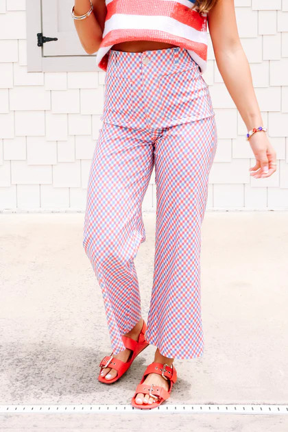 TWT\u00ae  America Plaid Gingham Straight Leg Pant | The Willow Tree