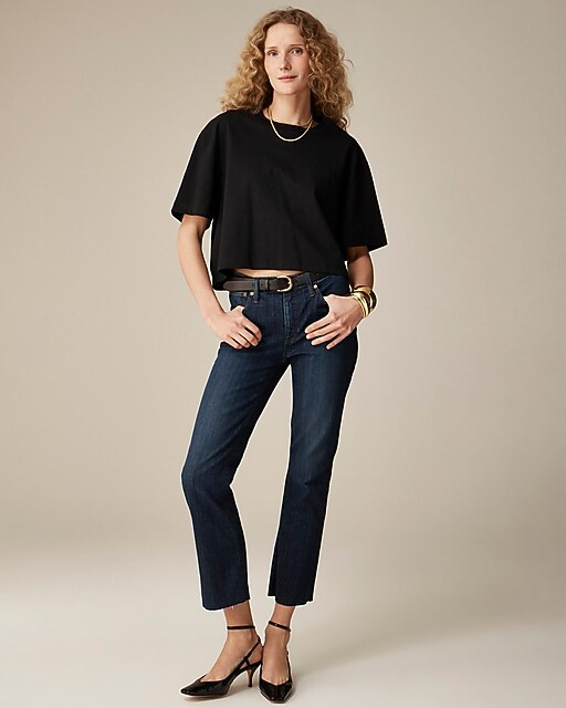 Petite 9" demi-boot crop jean in Dark Worn wash | J. Crew US