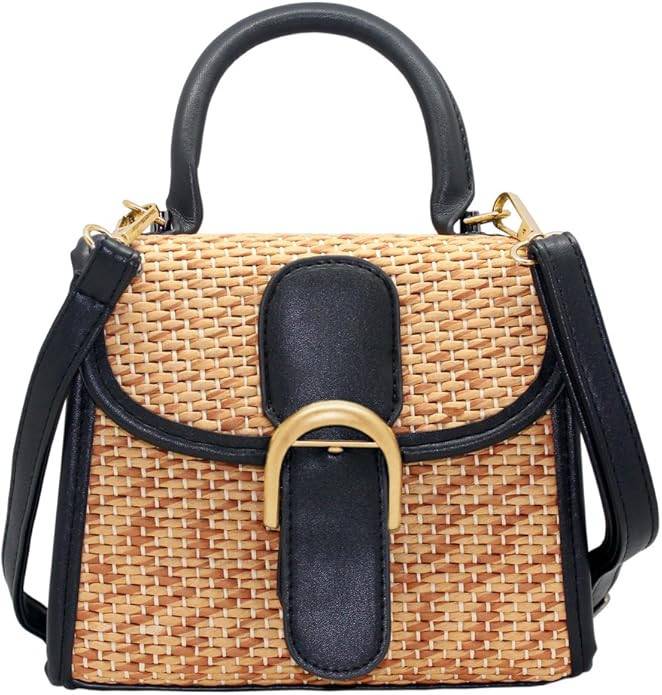 boshiho Retro Straw Woven Handbag Womens Small Cross Body Bag Shoulder Messenger Satchel | Amazon (US)