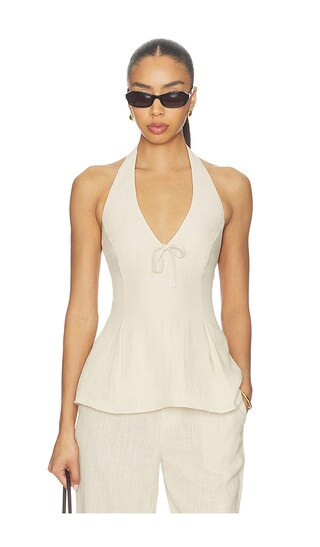 Elodie the Label Carina Top in Beige. - size M | Revolve Clothing (Global)