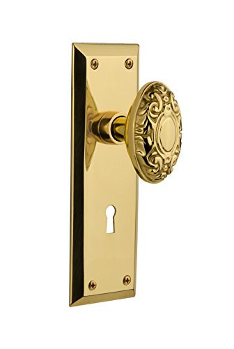 Nostalgic Warehouse New York Plate with Keyhole Victorian Knob, Single Dummy, Unlacquered Brass | Amazon (US)