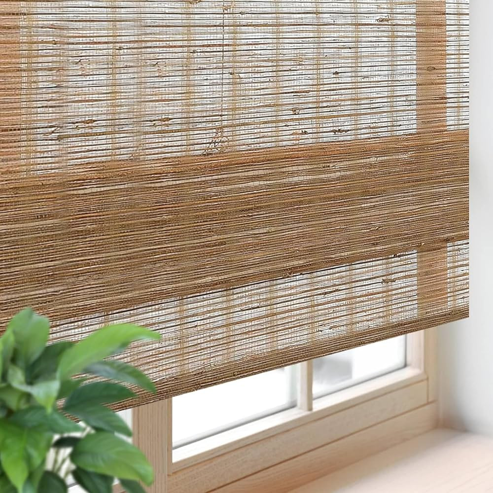 FACIMI Cordless Blackout Roman Bamboo Shades, Light Filtering Natural Woven Shades with 6 Inches ... | Amazon (US)
