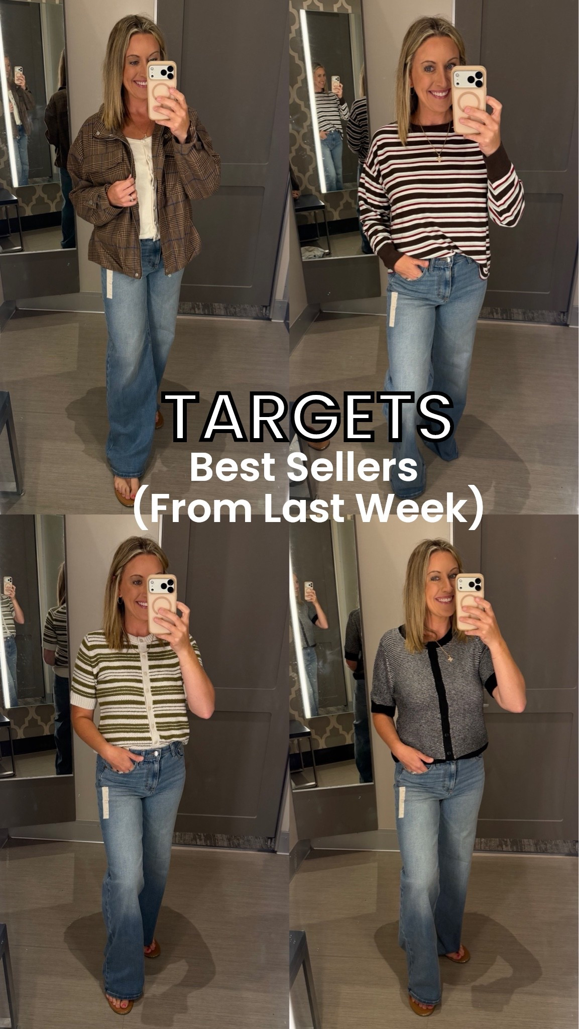 Target’s best sellers from last week, and I can see why! 😍 These fall pieces are so easy to mix and match with your favorite jeans. From the plaid jacket to the cozy striped sweater and short-sleeve cardigans, each one is perfect for transitioning into cooler weather while still looking put together. Which look is your favorite? 🤎

#TargetStyle #TargetFashion #FallFashion #AffordableFashion #LTKFinds